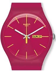 Swatch SUOR704 rubine rebel pink dial silicone strap unisex watch NEW