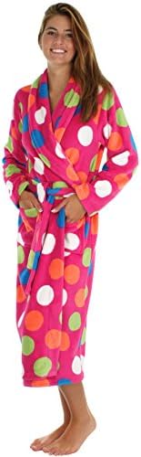 PajamaMania Women's Fleece Robe (Pink Multi Dot, Sml)