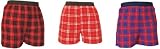 3 Pack Lot Assorted Red Unisex Tartan Check Cotton Flannel Plaid boxers boxer shorts available in 3 Youth sizes exposed waist false fly