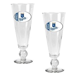 Kansas City Royals 2pc Pilsner Glass Set with Baseball on stem - Oval Logo MLB Baseball