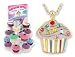 Kid's Cupcake Crystal & Enamel Pendant Necklace in Cup Cake shaped Gift Jewelry BOX