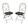 Set of Two Folding Chairs Heart Top - Black