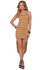 Sexy Strapless Asymmetric Sequined Fitted Striped Print High-Low-Hem Tank Polyester/Spandex Summer Sweetheart Club Dress/Jumpsuit 