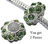 Pandora compatable alloy beads by GlitZ JewelZ © - you will recieve one pair of these beautiful glitter ball with crytals beads - fits pandora, chamilia & troll bracelets - at a bargain price - see pull down option below for other colors
