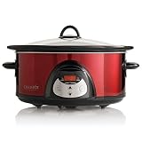CrockPot 5.5qt Oval Red Countdown Slow Cooker