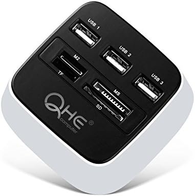 Voscale 3 Port USB 2.0 Lighting Hub Cube with SD/TF/M2/MS Card Reader for macos/windows/linux , Anti-slip Mat