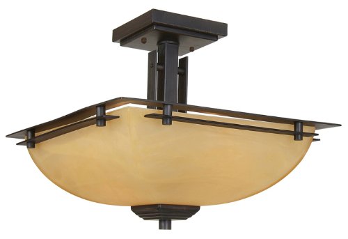 Yosemite Home Decor 95521VB Half Dome Two Light Ceiling Semi-Flush Mount, Venetian Bronze Frame with Parchment Frost Shade