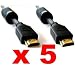 ~5x~ Premium 6 FT HDMI 1.3 Cable w/ Protective Ferrite Cores! ~ 24K Gold Plated!