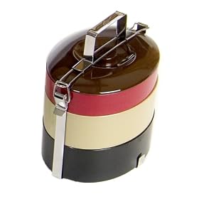 Vivo Oval Bento Box, Black, Red, Tan, Brown