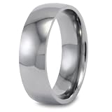 Domed High Polished Titanium Ring (7mm) - Sizes 5 - 13