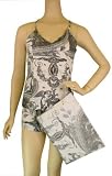 Black Toile French Elegant Design Baby Doll Pajamas Shorts and Camisole set with travel pouch ~ 3 sizes