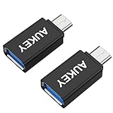 【2点セット】 AUKEY USB C to USB 3.0 変換アダプタ Type cコネクタ 56Kレジス OTG機能対応 新しいMacBook Pro、MacBook、Chromebook Pixel、Nexus 6P、Nexus 5X、OnePlus 2 に対応 高速転送可能 CB-A1