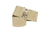 Malco Modes 2 1/2 Inch Wide Elastic Metallic Lame Fabric Stretch Cinch Belts with a Metal Clasp Closure