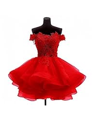 A-line Short Off the Shoulder Applique Lace Organza Homecoming Dress/Prom Dress 