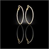 Gold Pave Oval Shaped Hoop