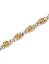 14kt Yellow Gold Oval Citrine and Diamond Bracelet