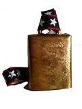 Brass coated MOEN COWBELL with Stars and Stripes Webbing Cheering Bell
