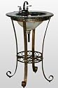 24" Bathroom Furniture Green Marble Tile Top Single Sink Vanity Pedestal M504