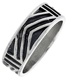 1/4 (7 mm) Sterling Silver Hand Made Aztec Design Ring