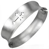 New Stainless Steel Hinged Bangle With Cross Cut Out Design, Length 20cms.