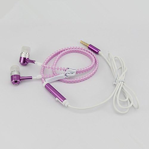 HOLLO 2015 NEWESTl GLOW IN THE DARK Fluorescence Metal Stereo Zipper 3.5mm in ear Earphone,Rich Bass Headphone With Mic FOR Apple,Samsung,HTC,Huawei .And Computer,Mp3,Mp4 (PURPLE)