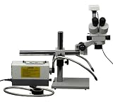 Boom Stand Trinocular 3.5-90x Zoom Stereo Microscope with 3.0MP Digital Camera and Cold Light