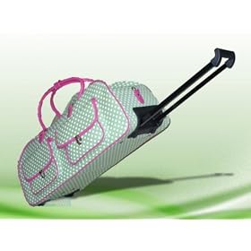 Rolling Tote Bag for the Cricut Expression Machine Green with White & Pink