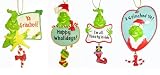 Set of 4 Dr. Suess The Grinch Message Christmas Ornaments #25816