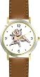 Two Angels - Cherub, Angel or Cupid Theme - WATCHBUDDY&reg; DELUXE TWO-TONE THEME WATCH - Arabic Numbers - Brown Leather Strap-Size-Large ( Men's Size or Jumbo Women's Size )
