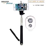 New Design Leapcama Self Portrait Self Shot Monopod Selfie Stick With Phone Holder For Samsung iPhone Blackberry With Bluetooth Remote Camera Wireless Shutter (blackMonopod+WhiteRemote)
