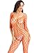 Amoretu Womens Fence Net Lingerie Full Bodysuits Crotchless Bodystocking Orange