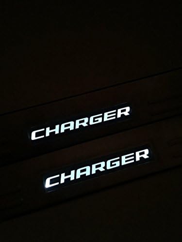 LED Light Illuminated Door Sill Scuff Plate Cover for Dodge Charger-White LED light