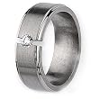 Brushed and Polished Titanium and 1/6ct. Diamond Ring (8.0 mm) With Wood Box - Sizes 8-12