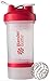 BlenderBottle ProStak System with 22-Ounce Bottle and Twist n' Lock Storage, Clear/Red