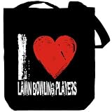 I Love Lawn Bowling Players Sports Tote Bag (Black, Canvas, Unisex)