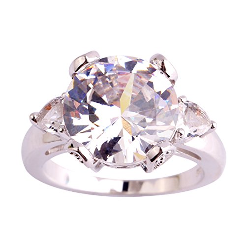 Psiroy Women's 925 Sterling Silver 6.5ct White Topaz Filled Ring