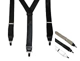 u201cNo-Slipu201d Clip - Dress Satin "Y" Back Suspenders u2013 Silver Hardware