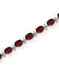 14kt Yellow Gold Oval Garnet and Diamond Bracelet
