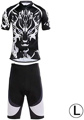 DS-Wolf Pattern Cycling Short Sleeves Jersey + Shorts Set for Men (Size: L) ~.