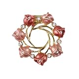 Ring a Ring of Roses Pink Enamel and Clear Crystal Scarf Clip