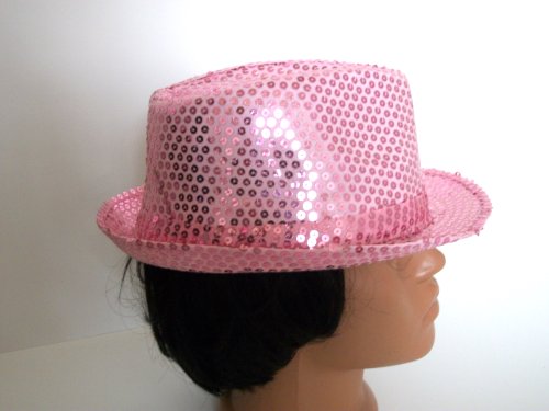 Sequin fedora hat adult fedora (Light Pink)