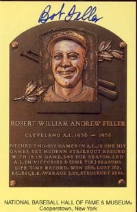 Bob Feller Autographed/Hand Signed Baseball HOF Plaque