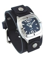 Nemesis #GB090K Unisex Retro Collection Shorter Length Wide Leather Cuff Band Watch