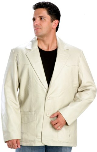 Buy Two Buttoned Western Bone Color Leather Blazer
