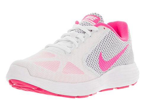 Nike Women's Revolution 3 White/Pink/Blast/Wolf Grey Running Shoe 8 Women US