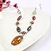 Amber Beaded Fine Multi-Colored Pendant Silver Necklace Earring Bracelet Set