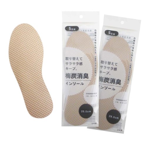 消臭・抗菌・吸湿 「梅炭インソール」 28cm（10足組）