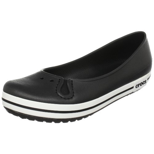 crocs Women's Crocband Flat,Black,9 M US
