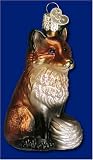 Old World Christmas Fox Sitting Fox Hand Blown Christmas Ornament #12099