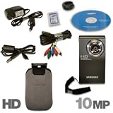 Samsung HMX-U10 10MP 1x Optical/4x Digital Zoom FullHD 1080p SDHC Camcorder w/2 LCD, 4GB Memory Card & Carry Case (Blk)